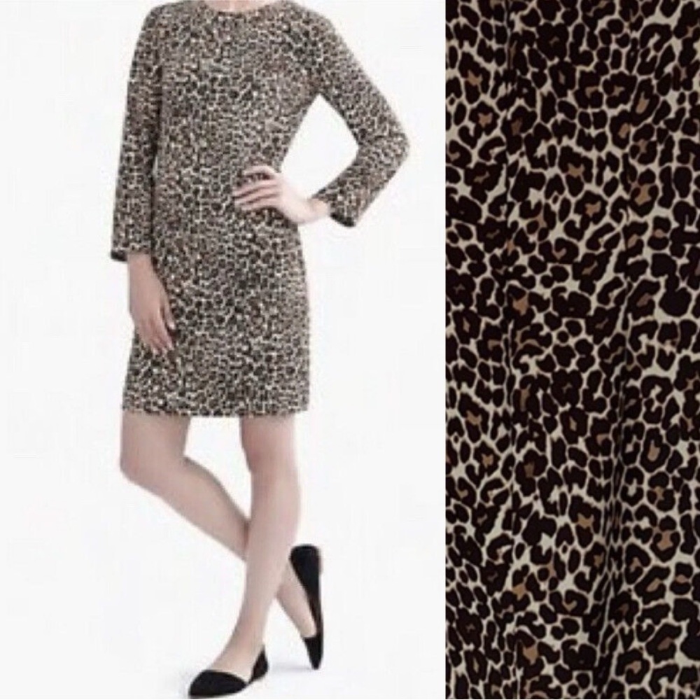 J. Crew Cheetah Leopard Print Crepe Shift Dress